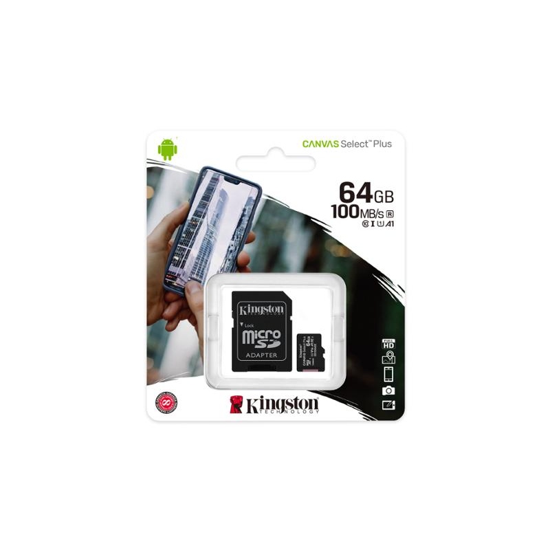 microSDXC 64GB Kingston Canvas Select + w/a