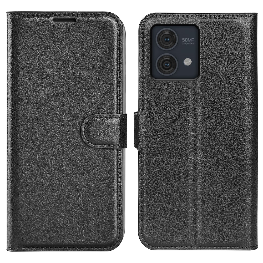 Litchi knižkové púzdro na Motorola Moto G84 5G - čierne