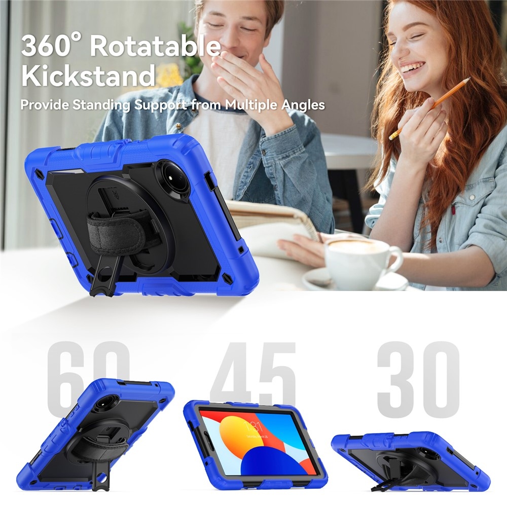 Strap odolný kryt s držiakom na ruku a ramenným popruhom na Xiaomi Redmi Pad SE 8.7 - tmavomodrý