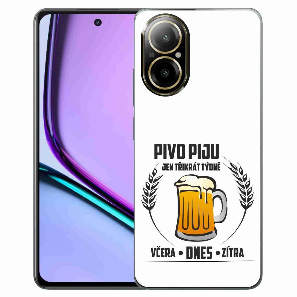 Gélový kryt mmCase na Realme C67 - pivný motív biele pozadie