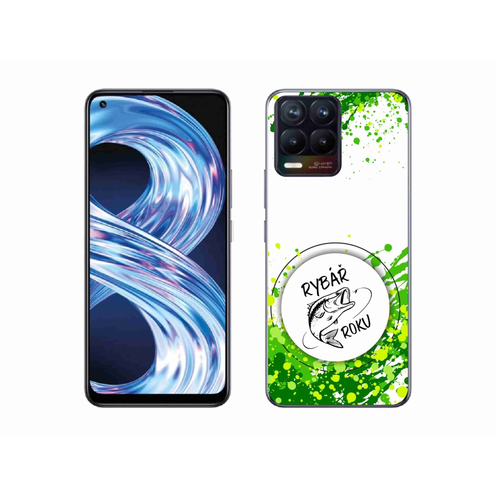Gélový kryt mmCase na Realme 8 4G - rybár roku biele pozadie