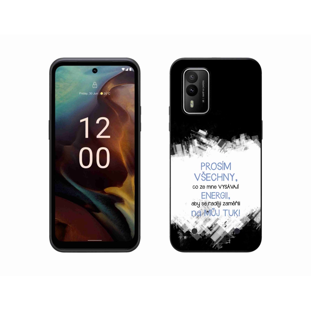 Gélový kryt mmCase na Nokia XR21 - vtipný text 1 modrý