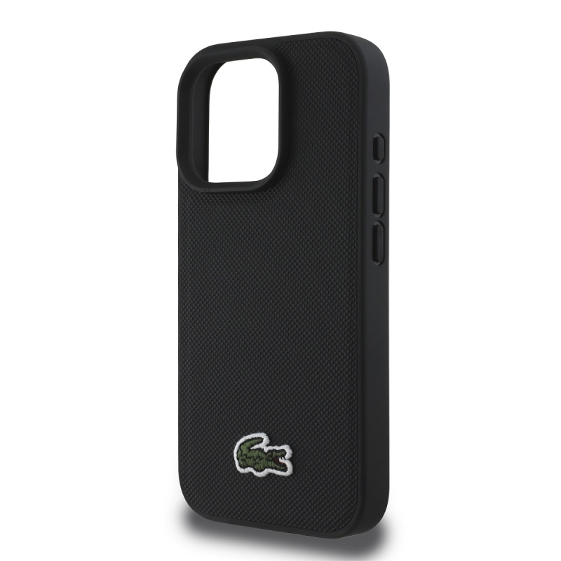 Lacoste Iconic Petit Pique Woven Logo MagSafe Zadný Kryt pre iPhone 16 Pro Max Black