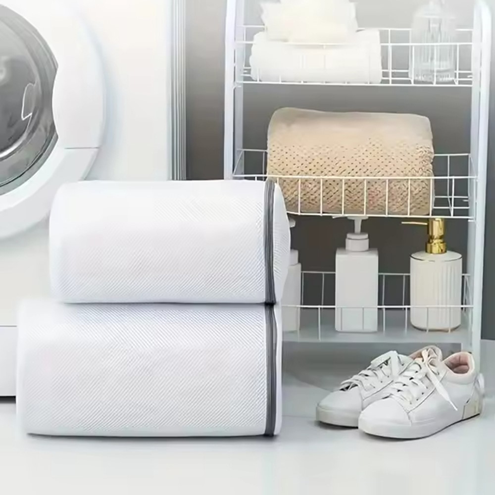 Sieťovaný prací vak na obuv so zipsom - veľkosť L