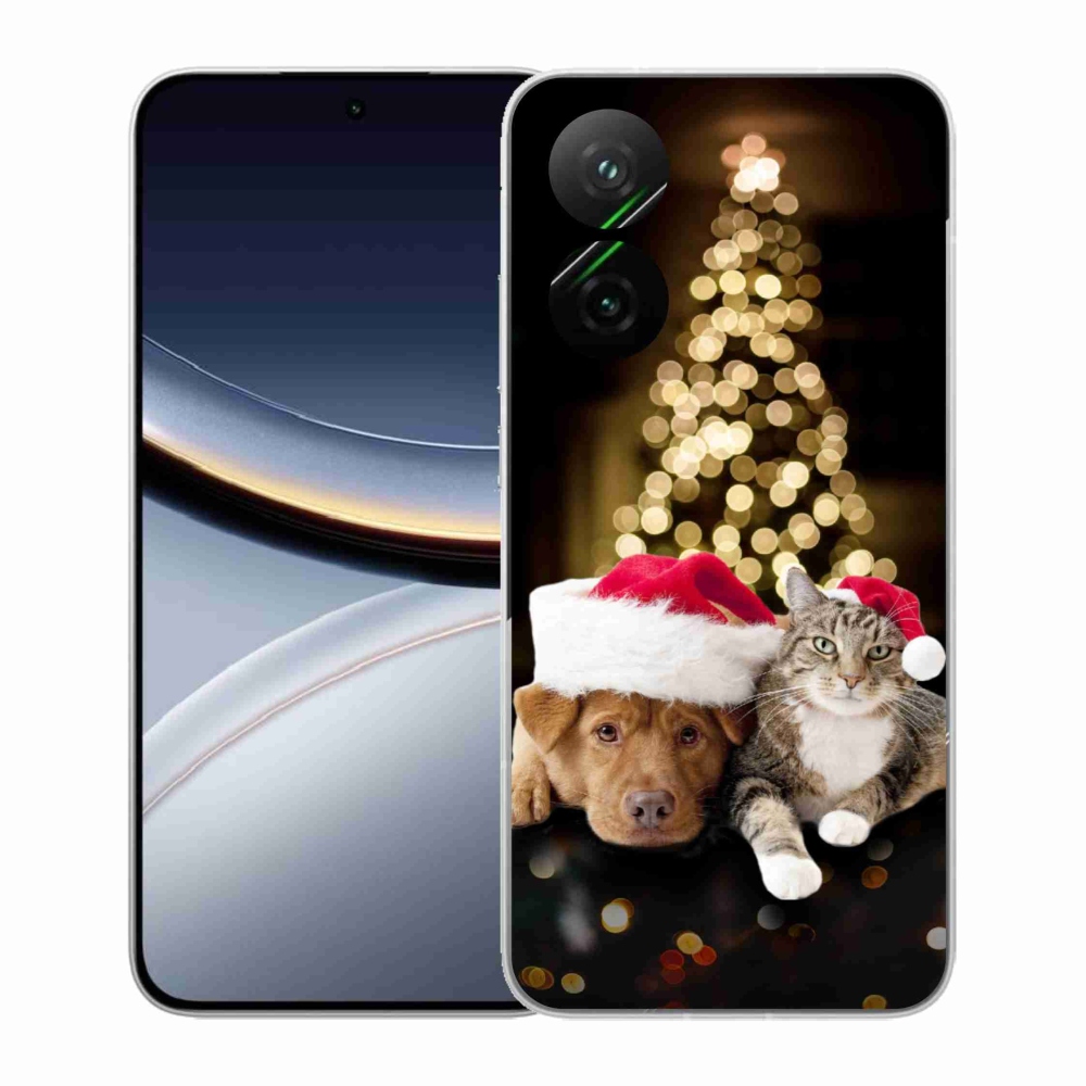 Gélový kryt mmCase na Xiaomi Poco F7 5G - vianočný pes a mačka