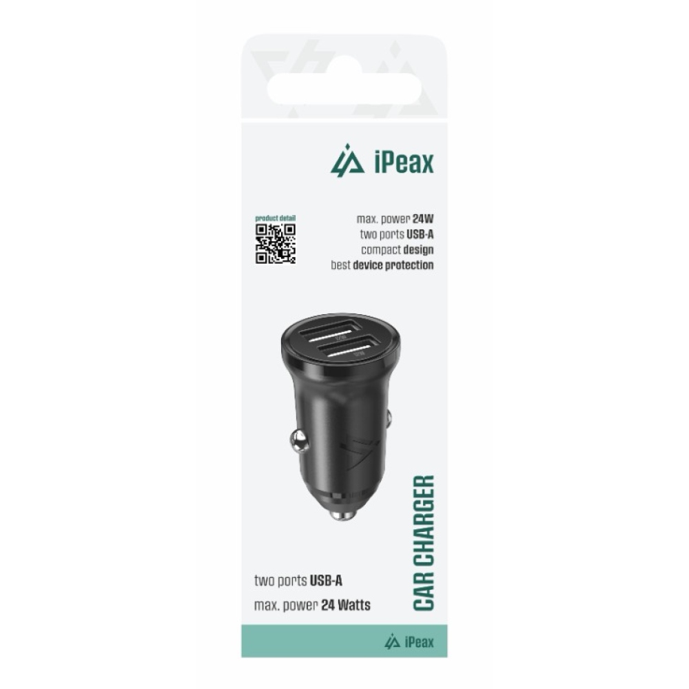 iPEAX Autonabíjačka CL-02, 4,8 A, 2x USB-A - čierna