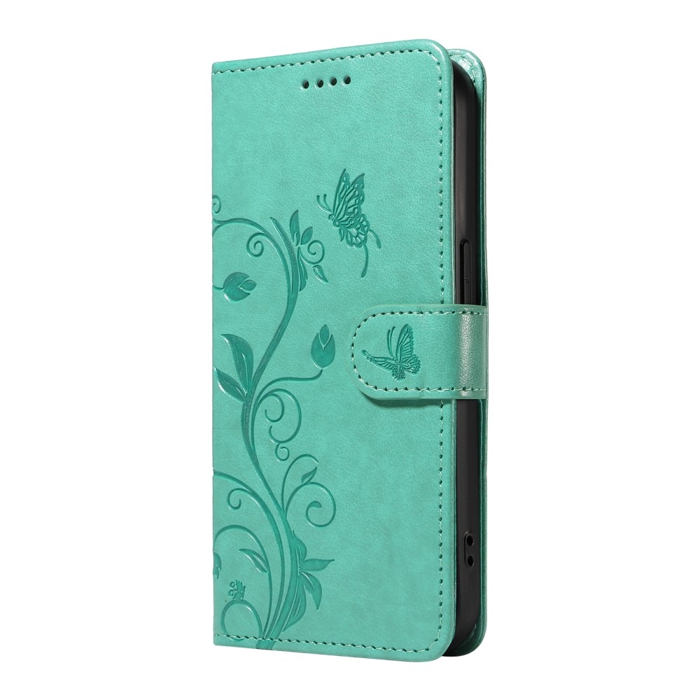Flowery knižkové púzdro na Samsung Galaxy A06 4G - modrozelené