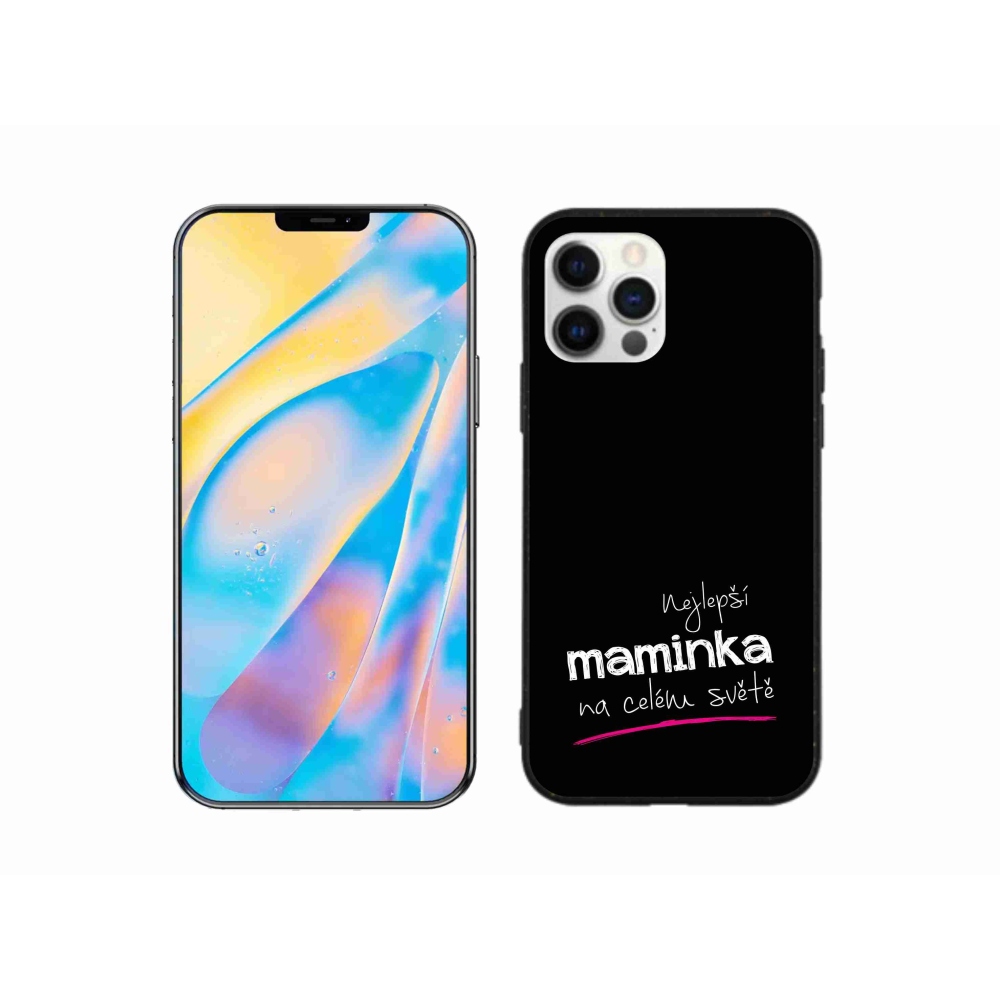 Gélový kryt mmCase na iPhone 12 - najlepšia mamička 4 čierne pozadie