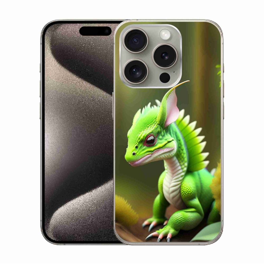 Gélový kryt mmCase na iPhone 15 Pro - zelený dráčik