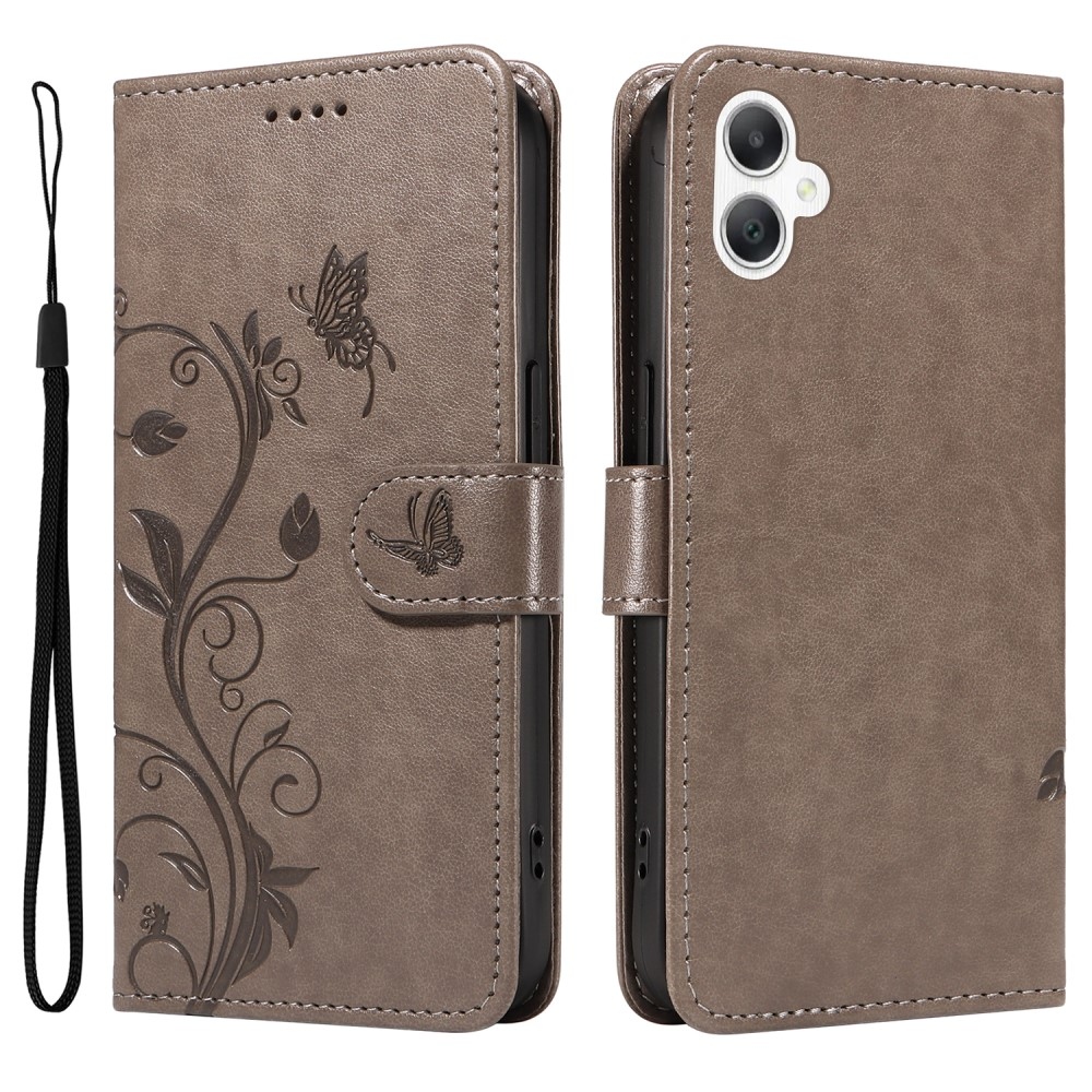 Flowery knižkové púzdro na Samsung Galaxy A06 4G - šedé