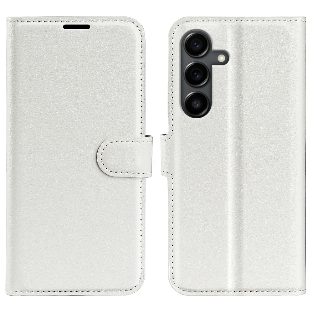 Litchi knižkové púzdro na Samsung Galaxy S25 FE - biele