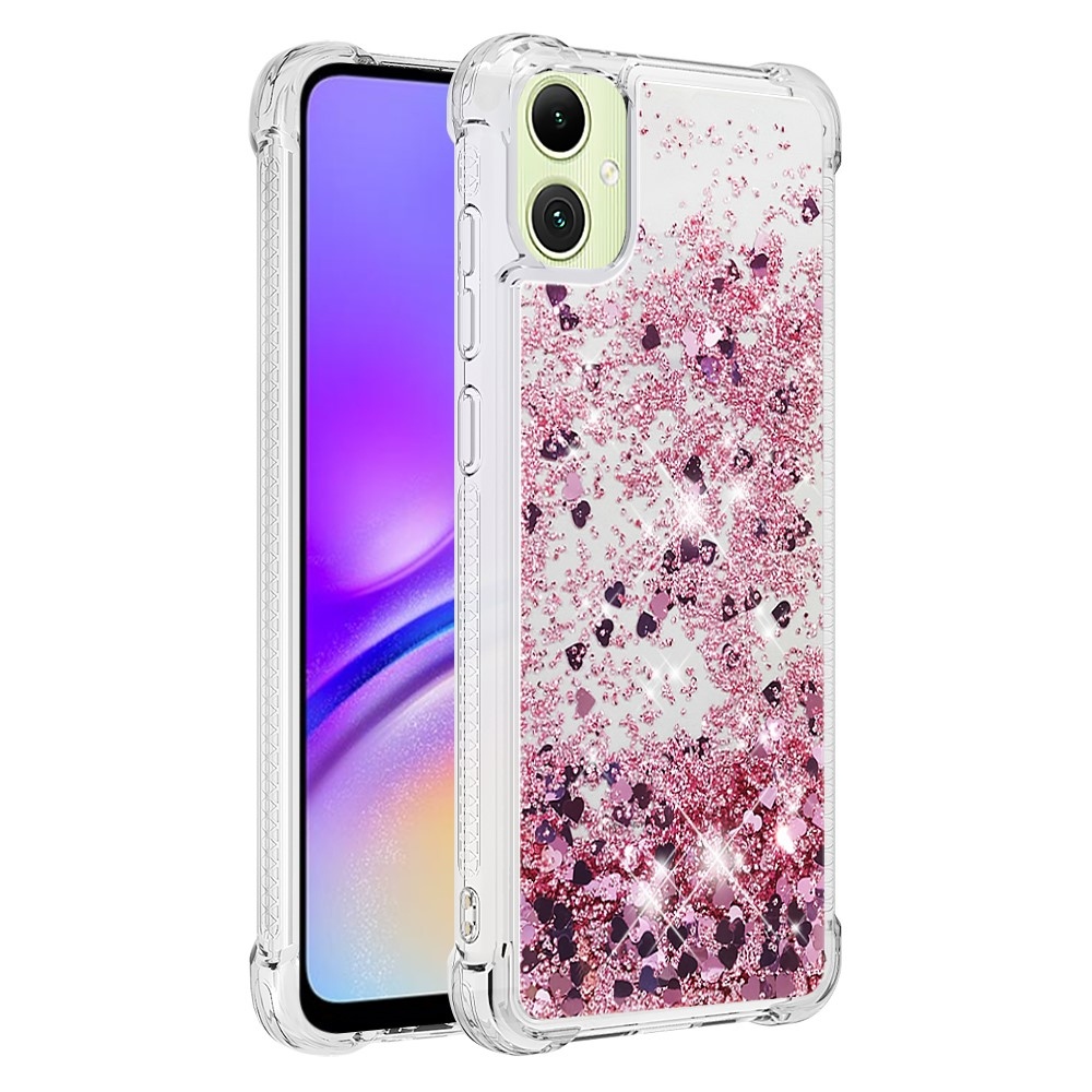 Glitter presýpací gélový obal na Samsung Galaxy A06 4G - ružovozlatý/srdiečka