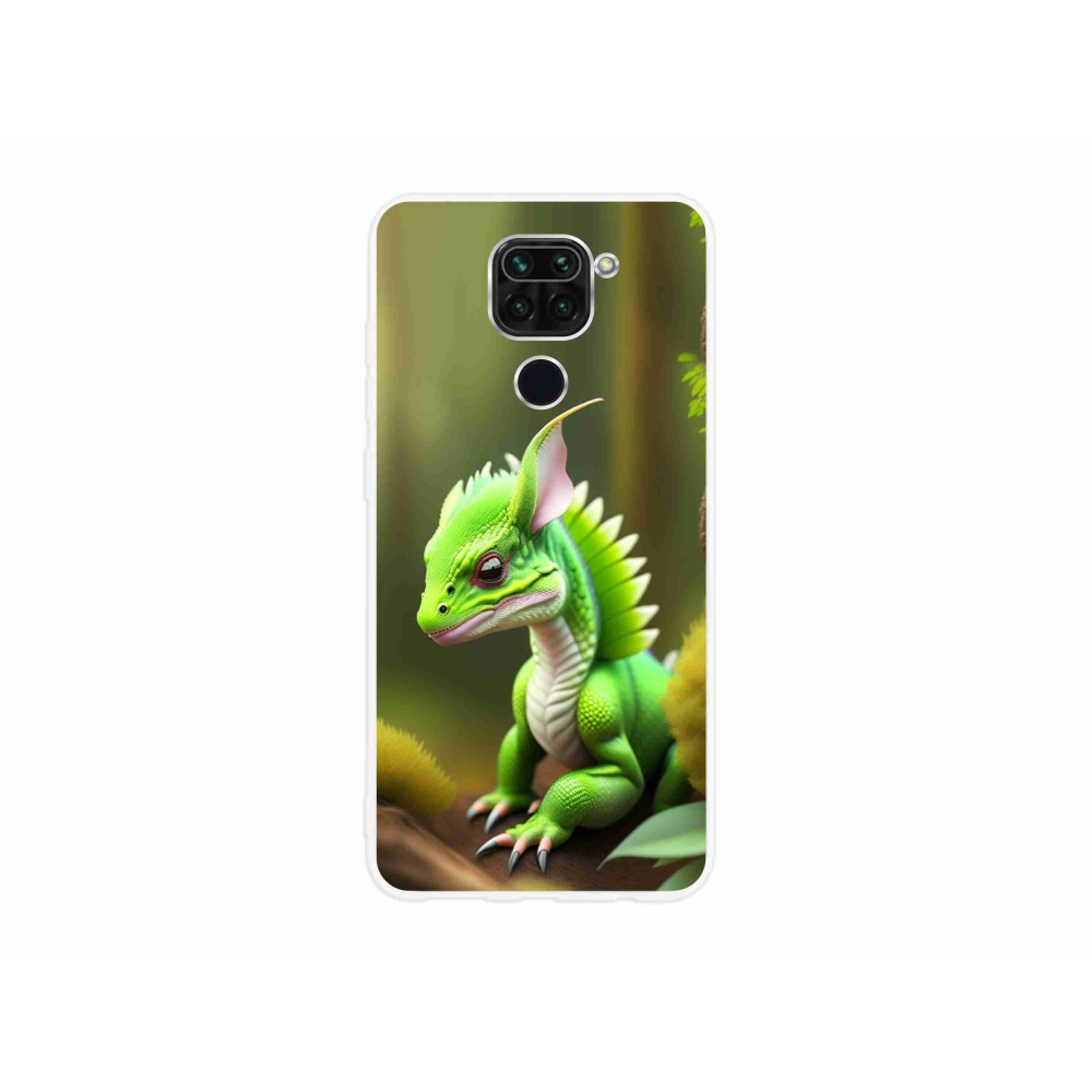 Gelový kryt mmCase na Xiaomi Redmi Note 9 - zelený dráček