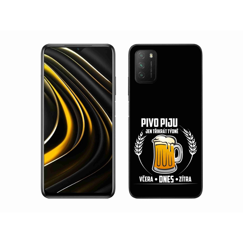 Gélový kryt mmCase na Xiaomi Poco M3 - pivný motív čierne pozadie