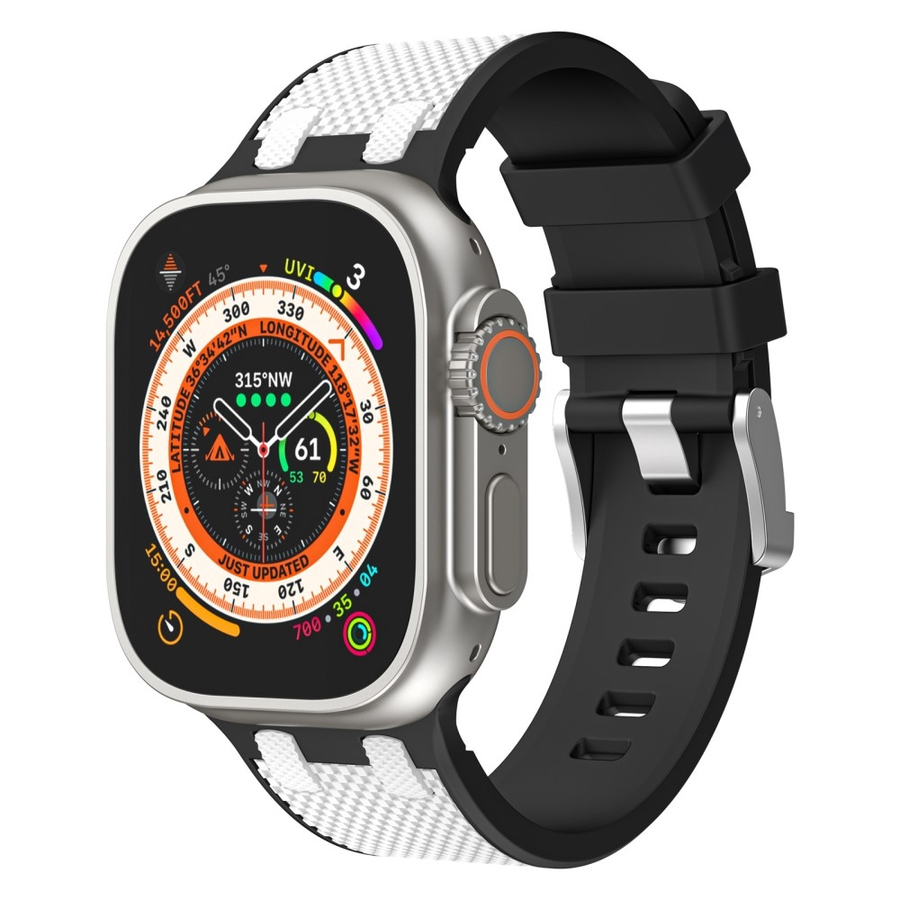 Sports silikónový remienok na Apple Watch Ultra/Ultra 2 49mm/SE/SE 2022/2023 44mm/9/8/7 45mm/6/5/4 44mm/3/2/1 42 mm - čierny/biely