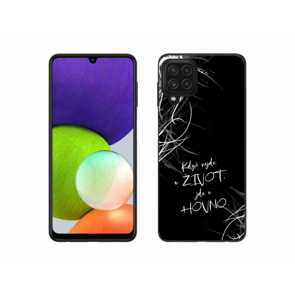 Gélový kryt mmCase na Samsung Galaxy A22 4G - vtipný text 16 čierne pozadie