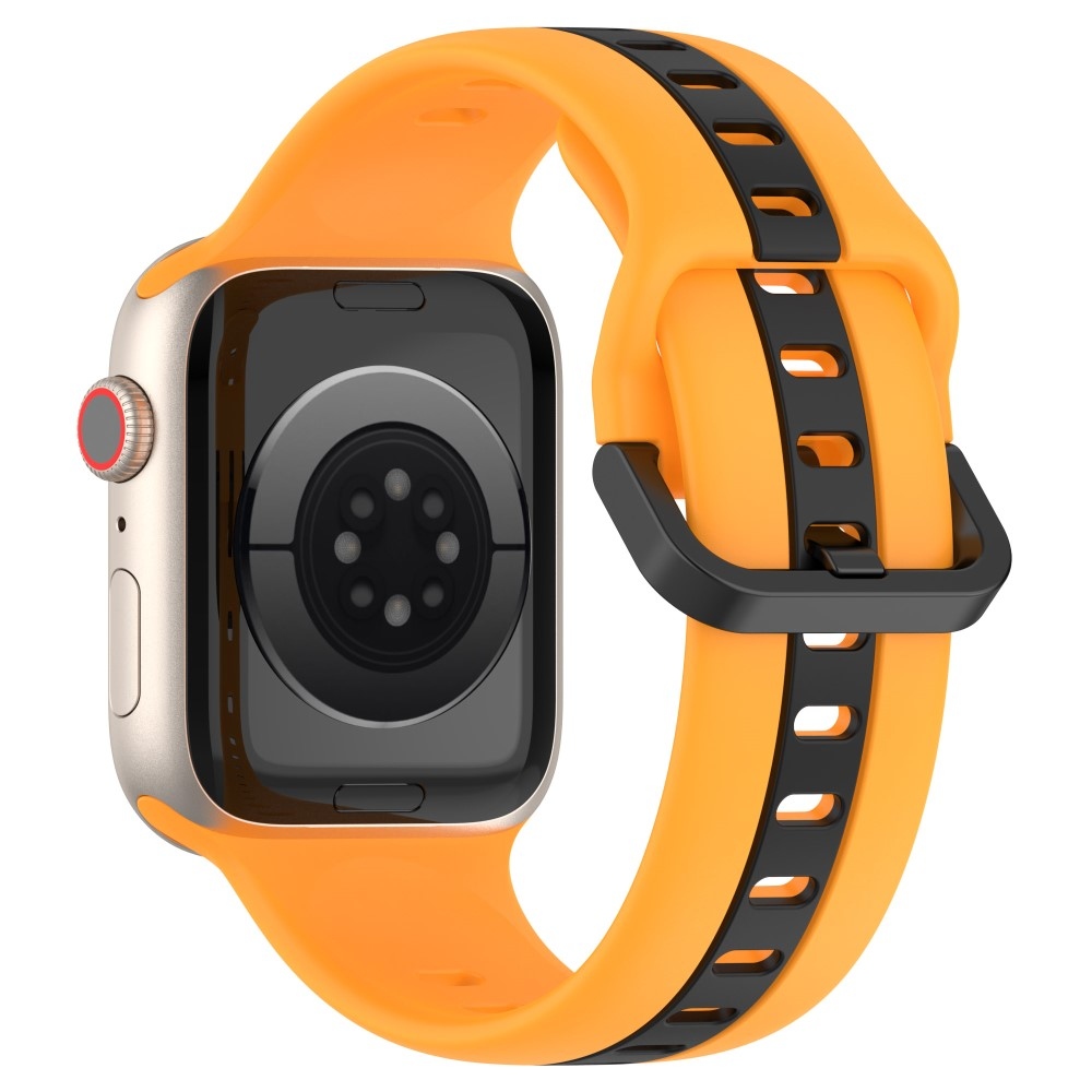 Strap silikónový remienok na Apple Watch Ultra/Ultra 2 49mm/SE/SE 2022/2023 44mm/9/8/7 45mm/6/5/4 44mm/3/2/1 42 mm - žltý/čierny