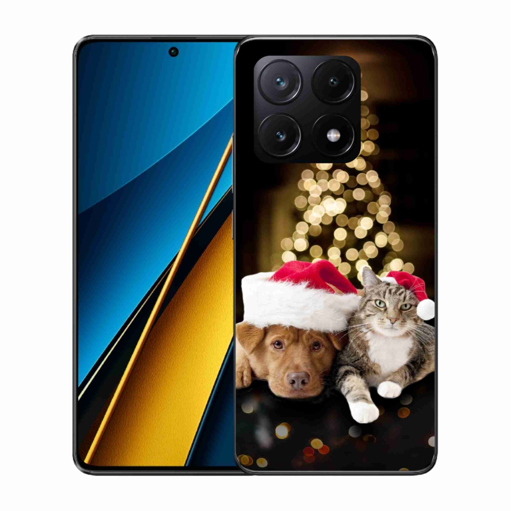 Gélový kryt mmCase na Xiaomi Poco X6 Pro 5G - vianočný pes a mačka