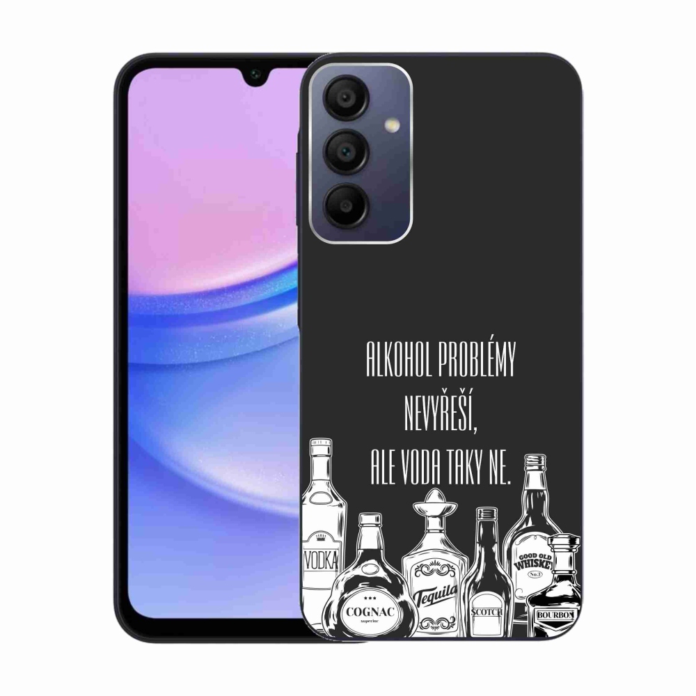Gélový kryt mmCase na Samsung Galaxy A15 4G/5G - vtipný text čierne pozadie