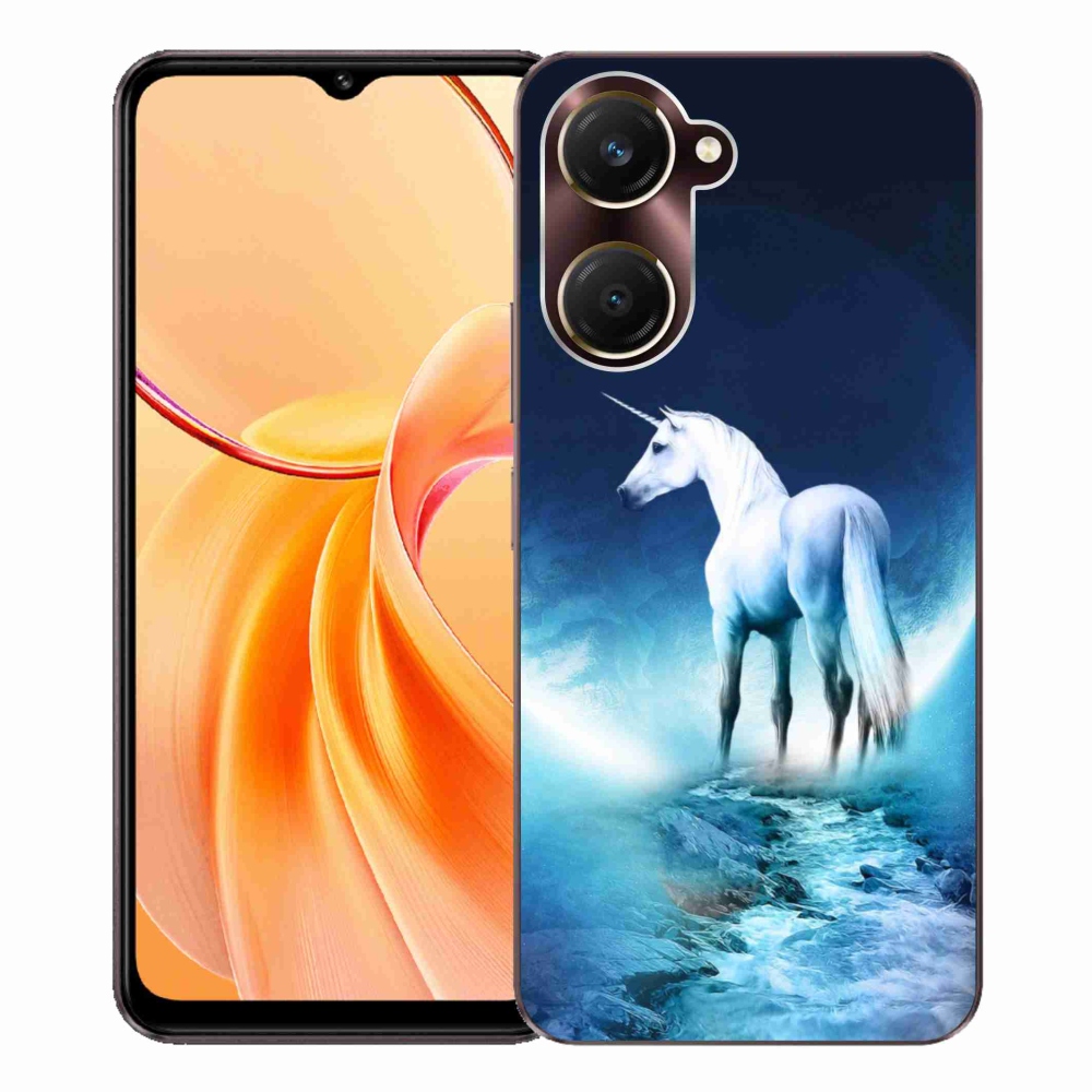 Gélový kryt mmCase na Vivo Y28s 5G - biely jednorožec