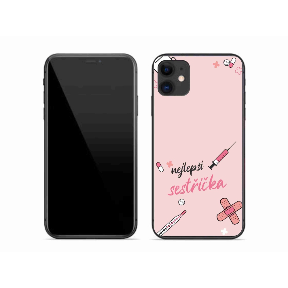 Gélový kryt mmCase na iPhone 11 - najlepšia sestrička ružové pozadie