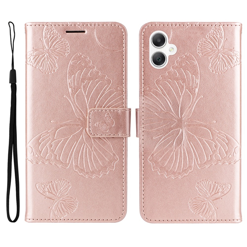Big Butterfly knižkové púzdro na Samsung Galaxy A06 4G - ružovozlaté