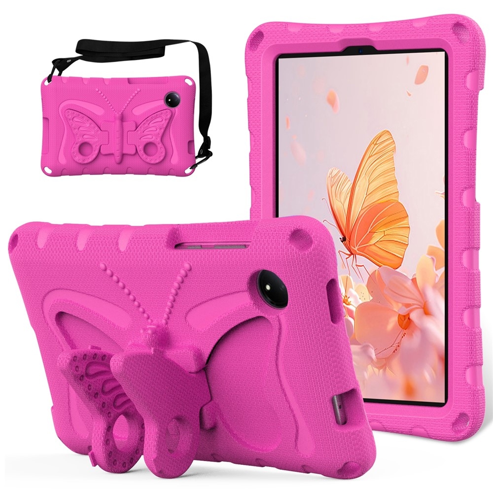 Kids Butterfly EVA odolné puzdro s popruhom na tablet Xiaomi Redmi Pad SE 8.7 - rose