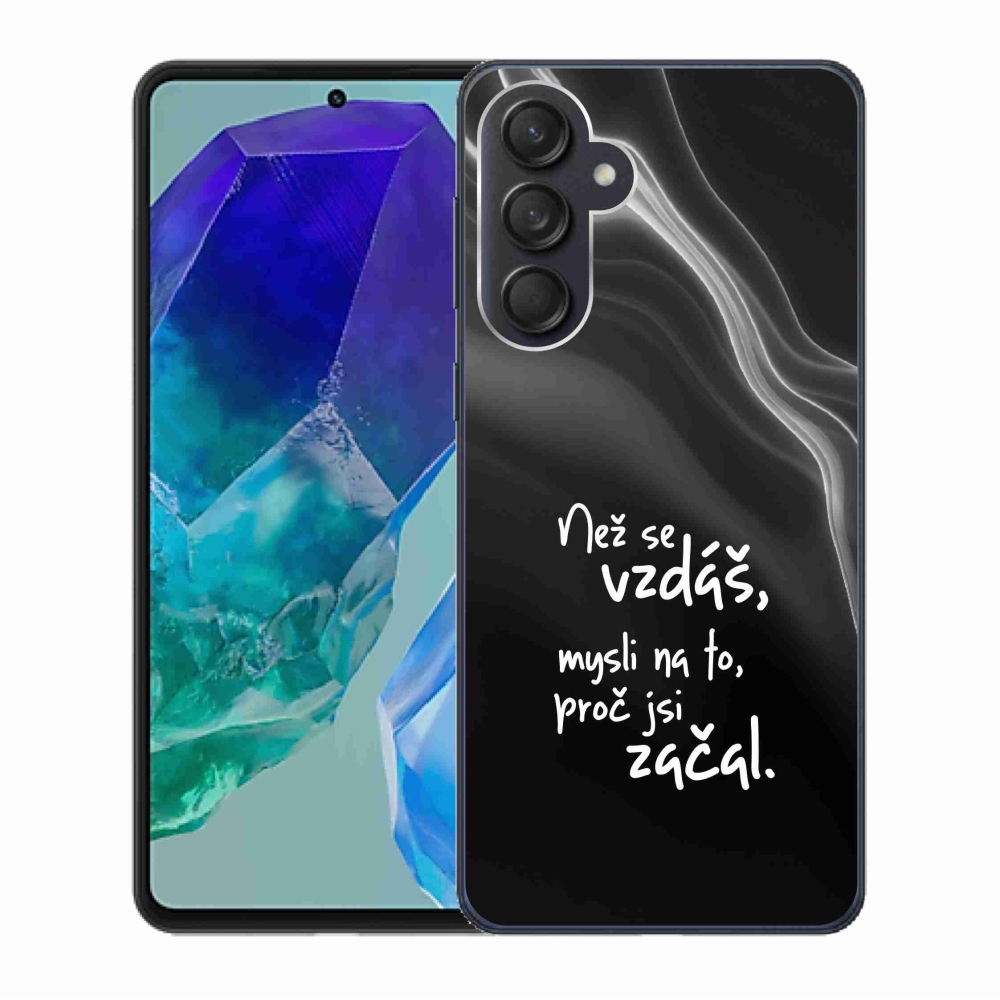 Gélový kryt mmCase na Samsung Galaxy M55 5G - citát 2 čierne pozadie