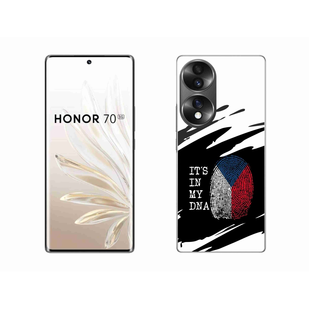 Gélový kryt mmCase na Honor 70 - vlajka odtlačok prsta čiernobiele pozadie