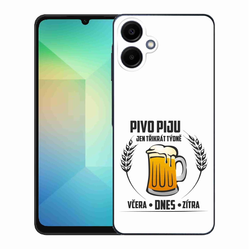 Gélový kryt mmCase na Samsung Galaxy A06 4G - pivný motív biele pozadie
