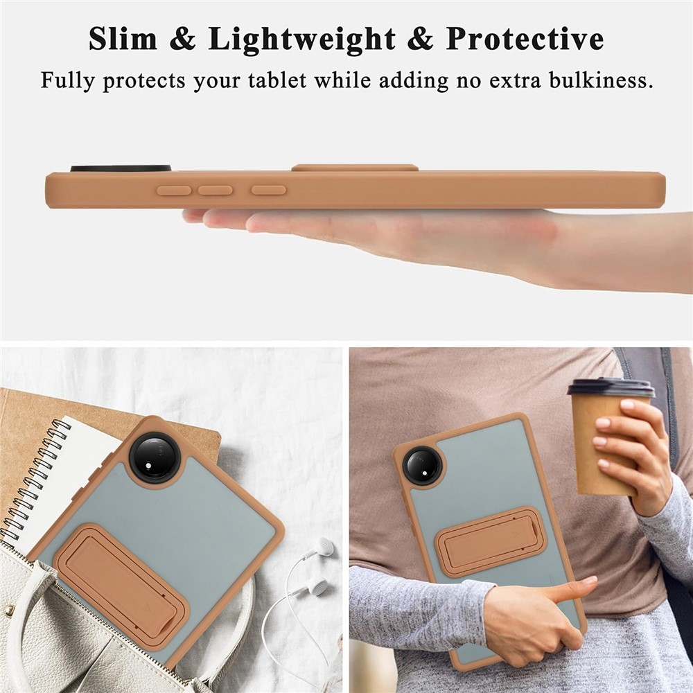 Skiny gélový obal s pevným chrbtom a výklopným stojanom na Xiaomi Redmi Pad SE 8.7 - zlatý