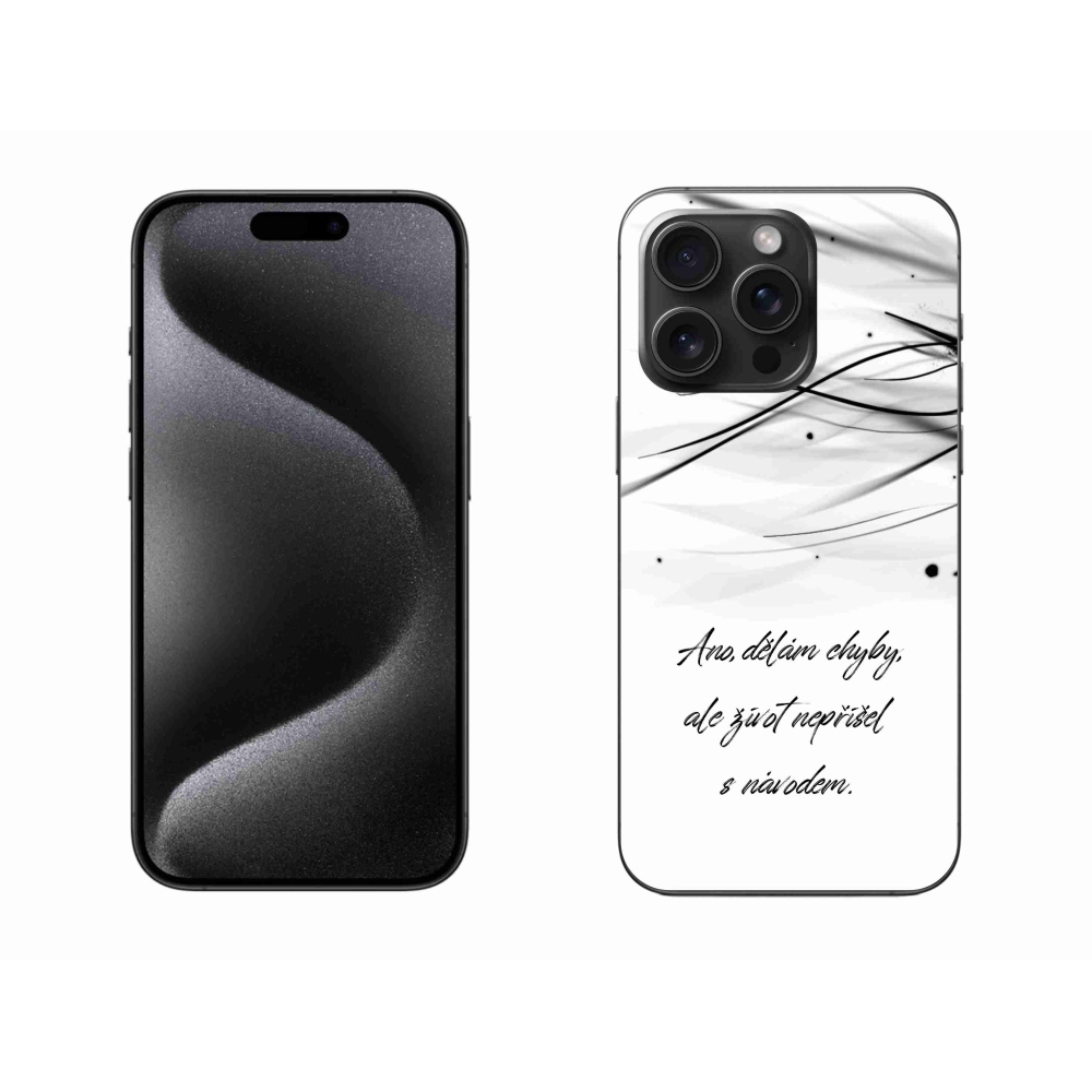 Gélový kryt mmCase na iPhone 15 Pro Max - citát biele pozadie