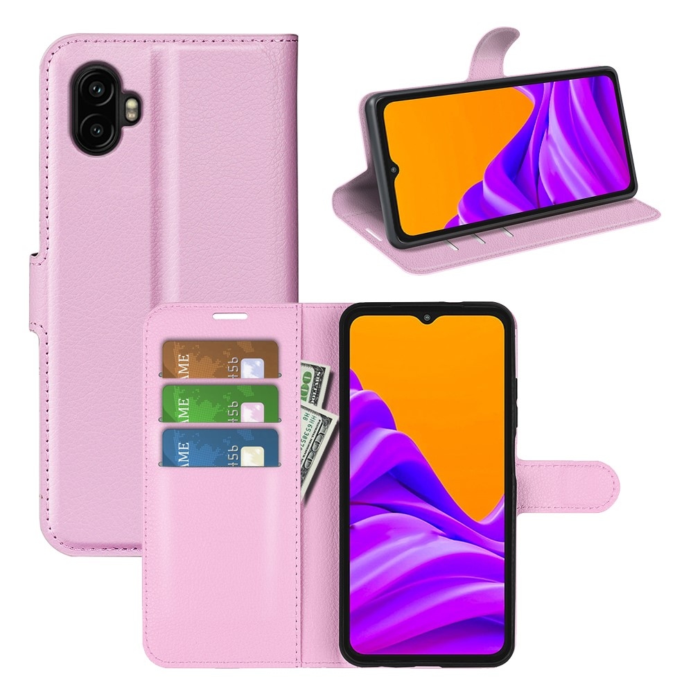 Litchi knižkové púzdro na Samsung Galaxy Xcover 7 Pro - ružové