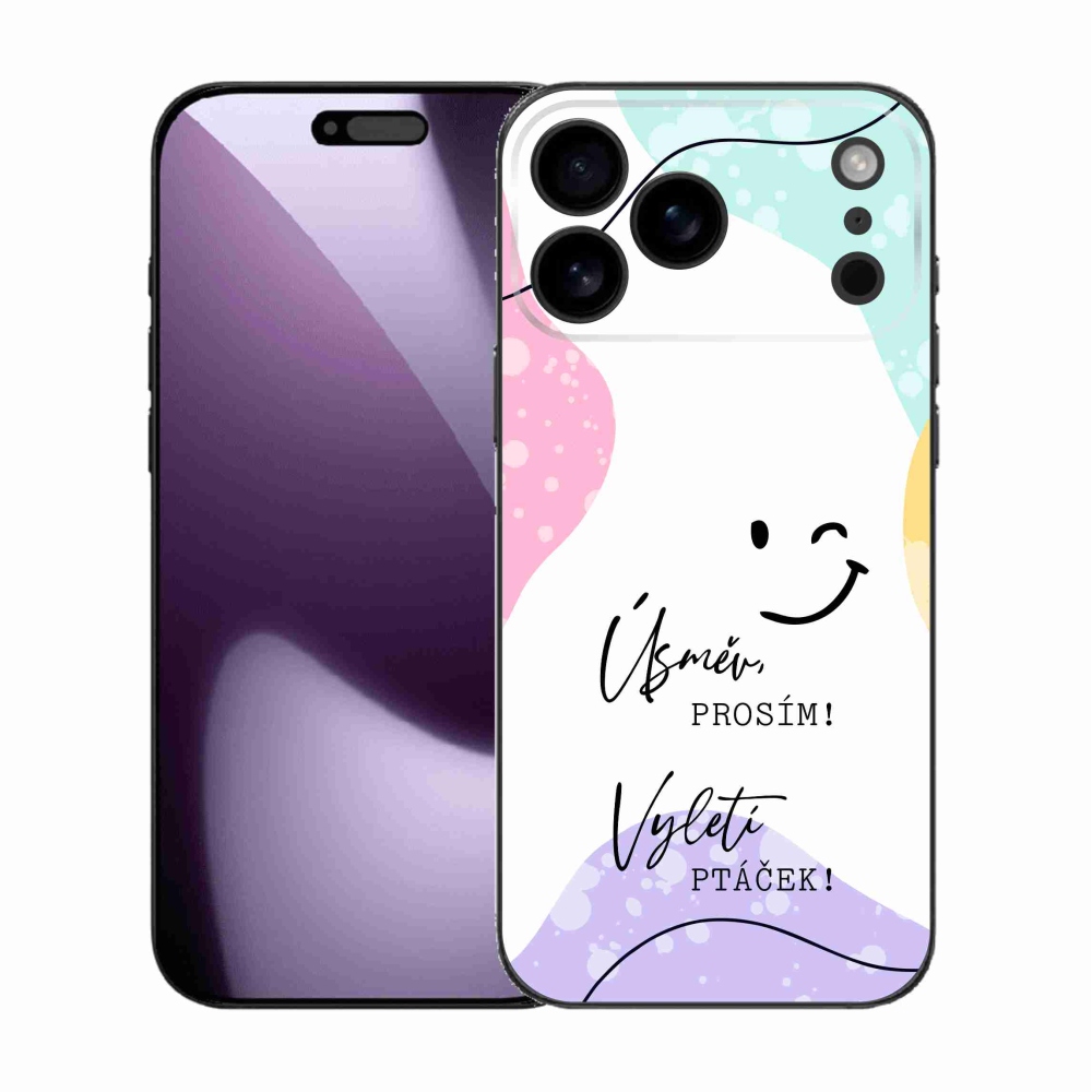 Gélový kryt mmCase na iPhone 17 Pro Max - vtipný text 4 biele pozadie