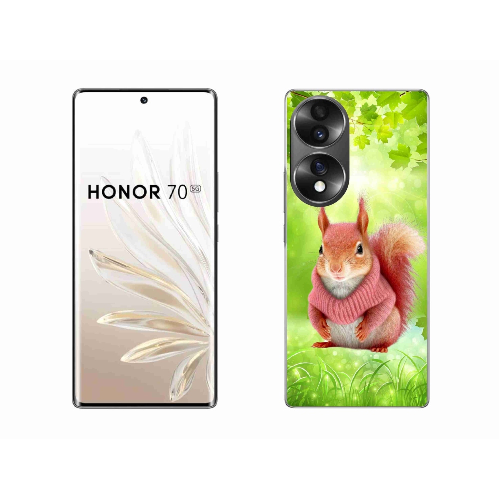 Gélový kryt mmCase na Honor 70 - veverička vo svetri