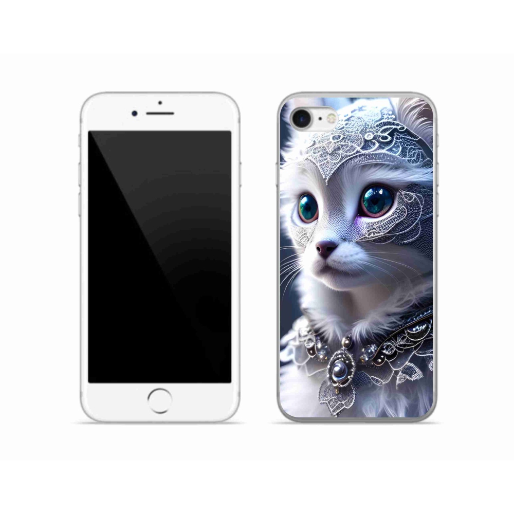 Gélový kryt mmCase na iPhone SE (2020) - biela mačka
