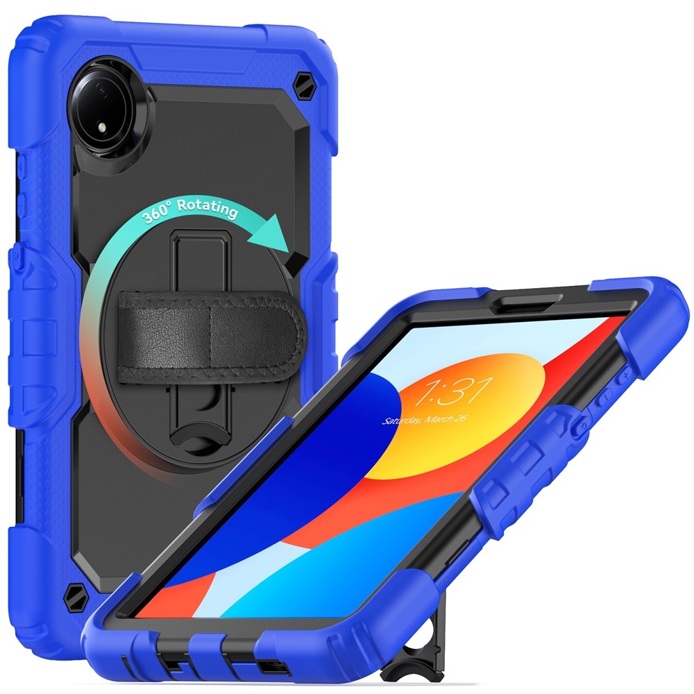 Strap odolný kryt s držiakom na ruku a ramenným popruhom na Xiaomi Redmi Pad SE 8.7 - tmavomodrý