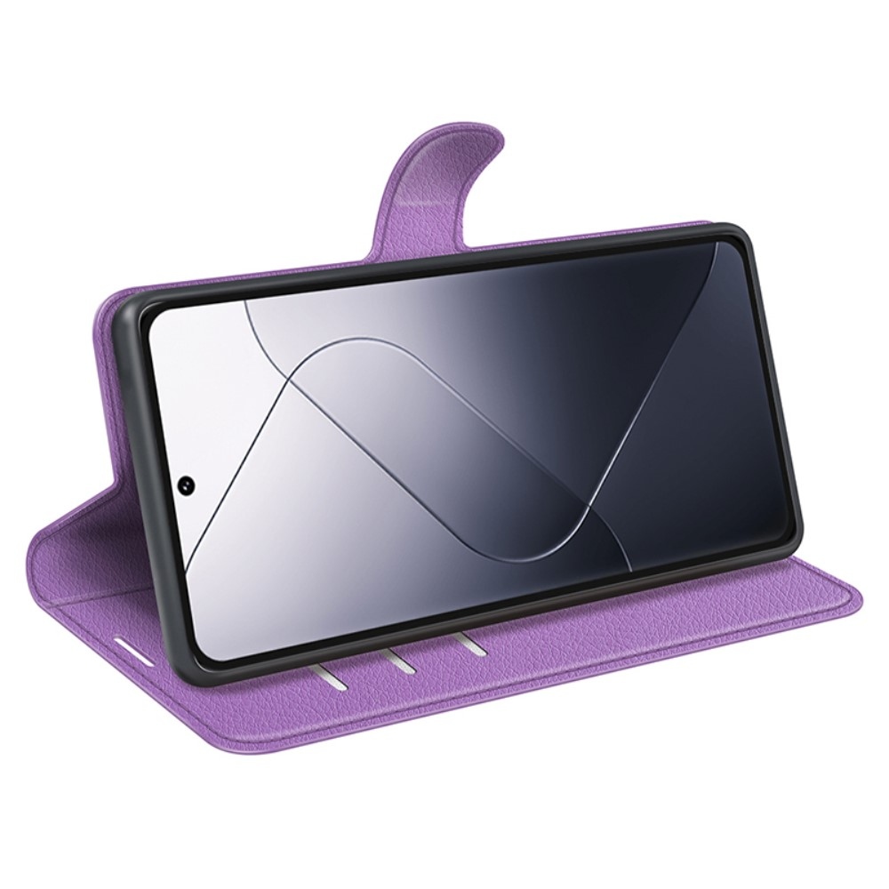 Litchi knižkové púzdro na Xiaomi 14 Pro - fialové