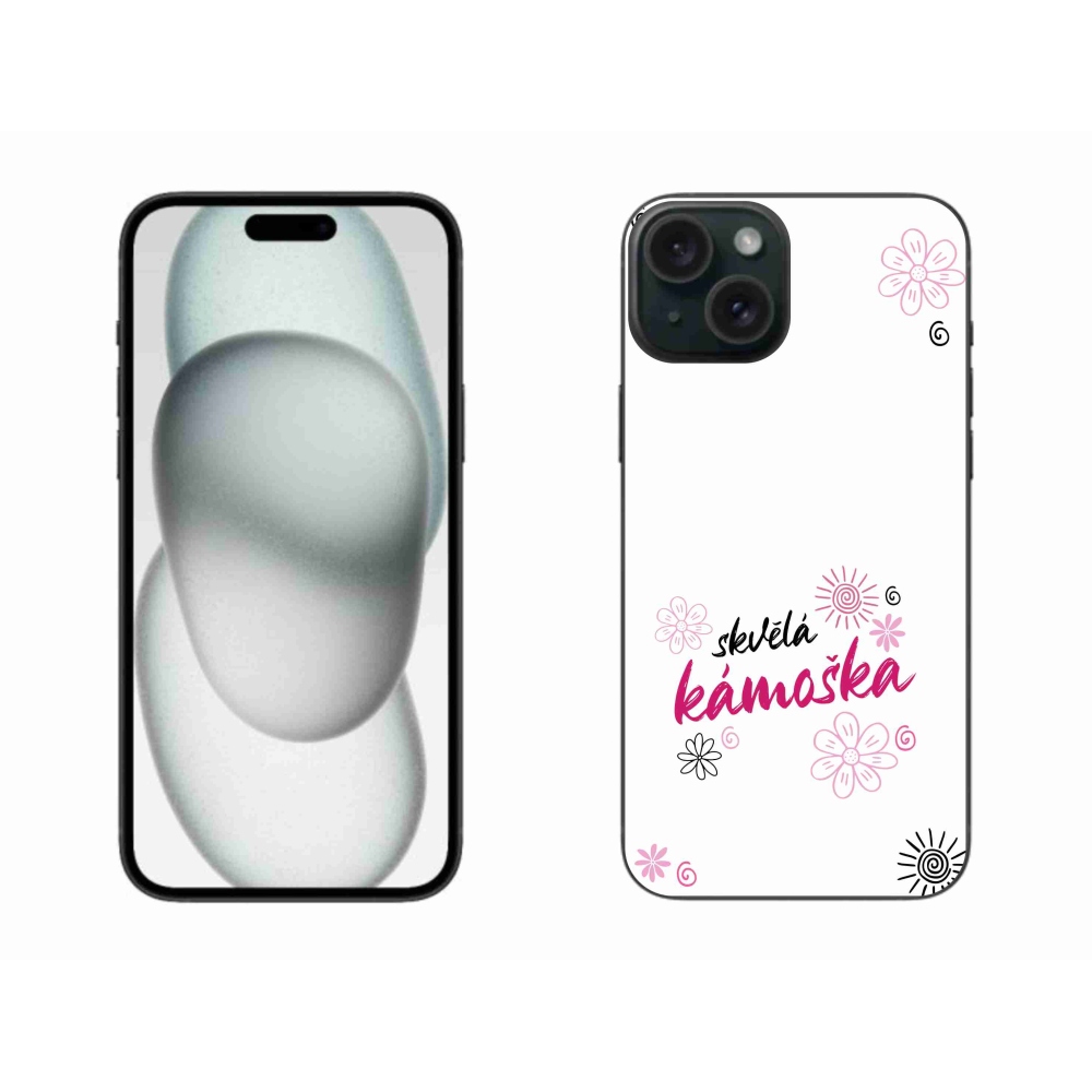Gélový kryt mmCase na iPhone 15 Plus - skvelá kamoška biele pozadie