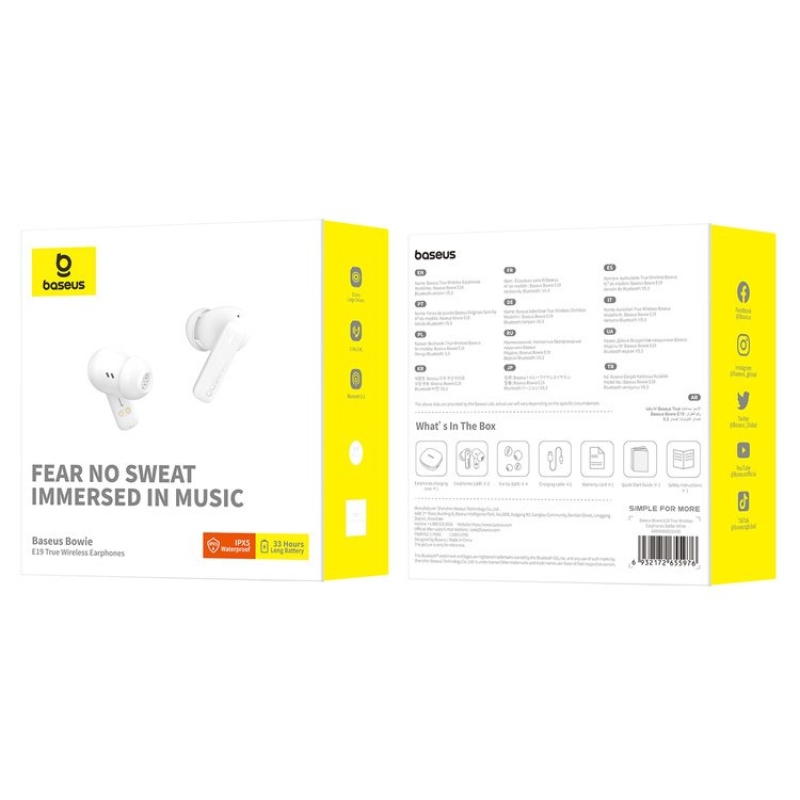 Bezdrôtové slúchadlá Baseus Bowie E19 Stellar White