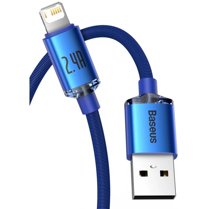 Baseus CAJY000003 Crystal Shine Series Dátový Kábel USB - Lightning 20W 1,2m Blue