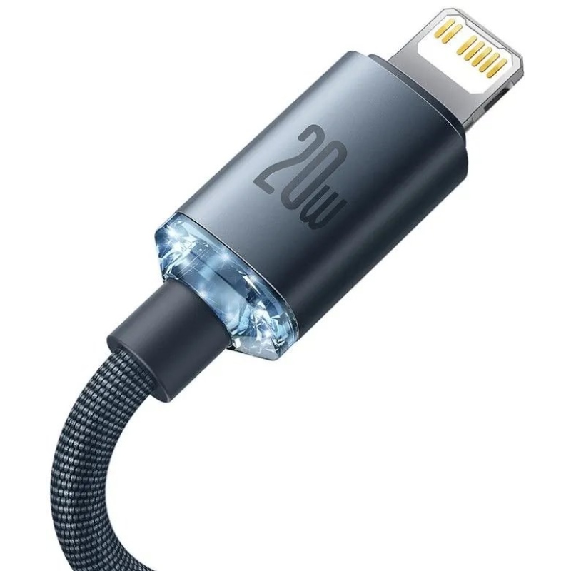 Baseus CAJY000201 Crystal Shine Series Dátový Kábel USB-C - Lightning 20W 1,2m Black