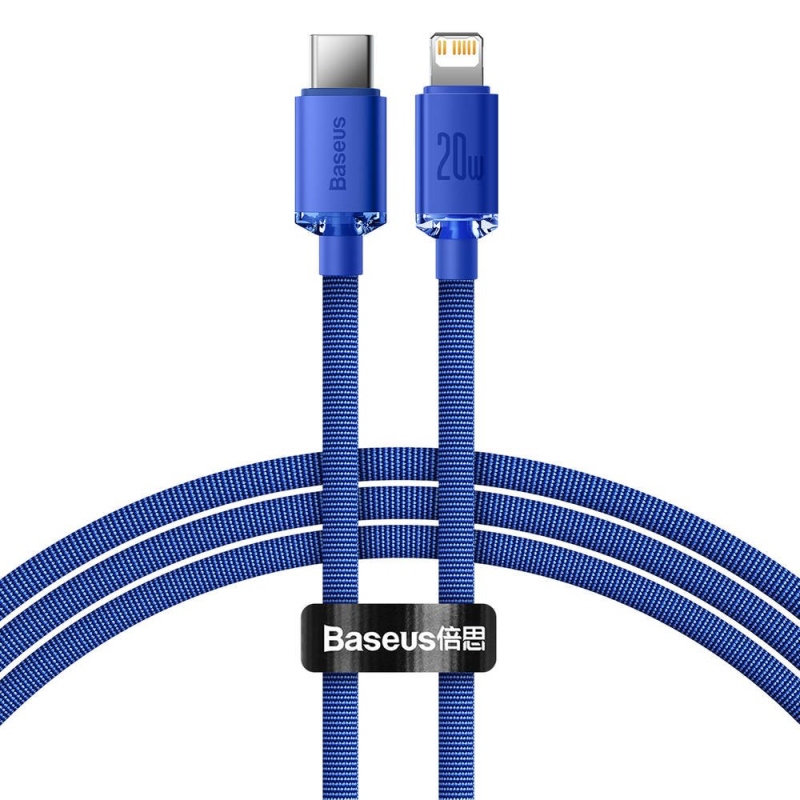 Baseus CAJY000203 Crystal Shine Series Dátový Kábel USB-C - Lightning 20W 1,2m Blue