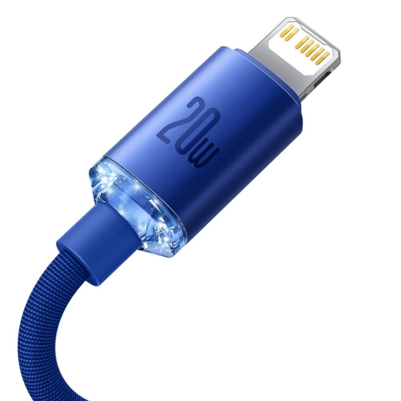 Baseus CAJY000203 Crystal Shine Series Dátový Kábel USB-C - Lightning 20W 1,2m Blue