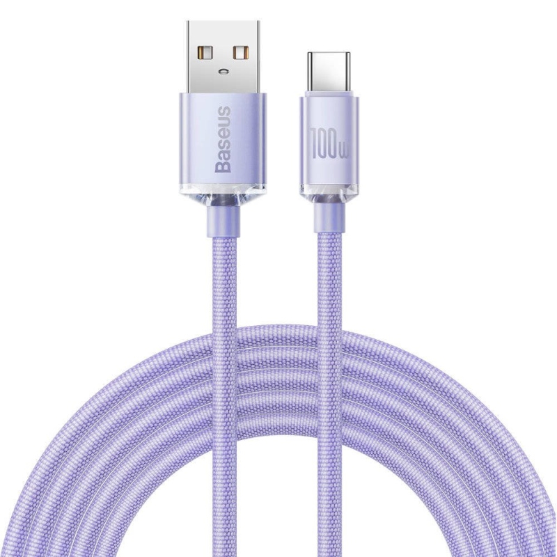 Baseus CAJY000505 Crystal Shine Series Dátový Kábel USB - USB-C 100W 2m Purple