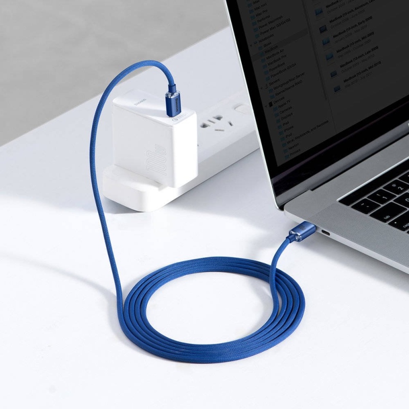 Baseus CAJY000703 Crystal Shine Series Dátový Kábel USB-C - USB-C 100W 2m Blue