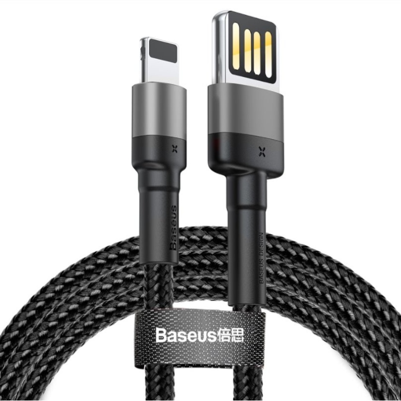 Baseus CALKLF-GG1 Cafule Kábel USB do Lightning Double Sided 2.4A 1m Grey/Black
