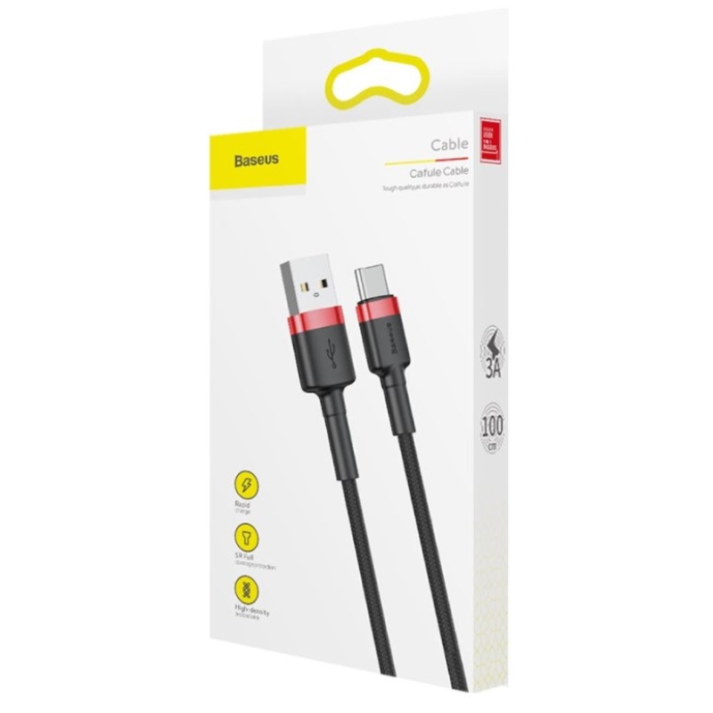 Baseus CATKLF-B91 Cafule Kábel USB-C 3A 1m Red/Black