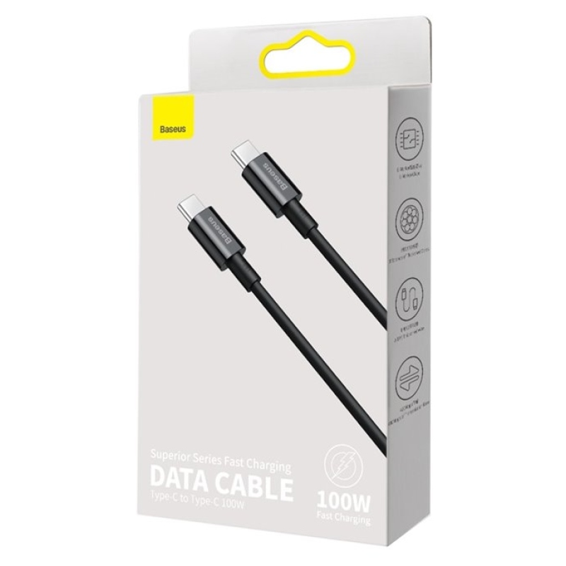 Baseus CATYS-C01 Superior Fast Charging Dátový Kábel USB-C - USB-C 100W 2m Black