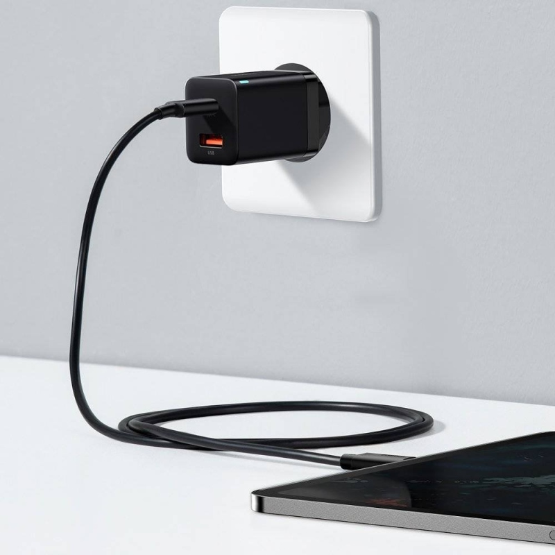 Baseus CCSUPP-E01 Super Si Quick Nabíjačka USB + USB-C 30W Black